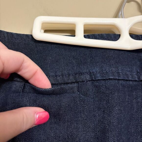 Talbots Women’s Dark Wash Denim Jean Skirt Button Zip Closure Petite 14 - Picture 7 of 13
